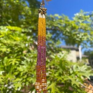 Elegant Beaded Earrings in Gold and Purple